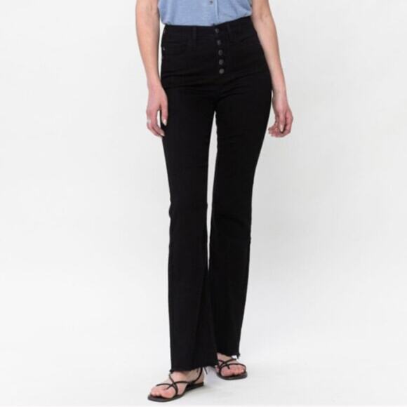JUDY BLUE classic bootcut raw hem button fly black jeans 31 - Picture 1 of 8